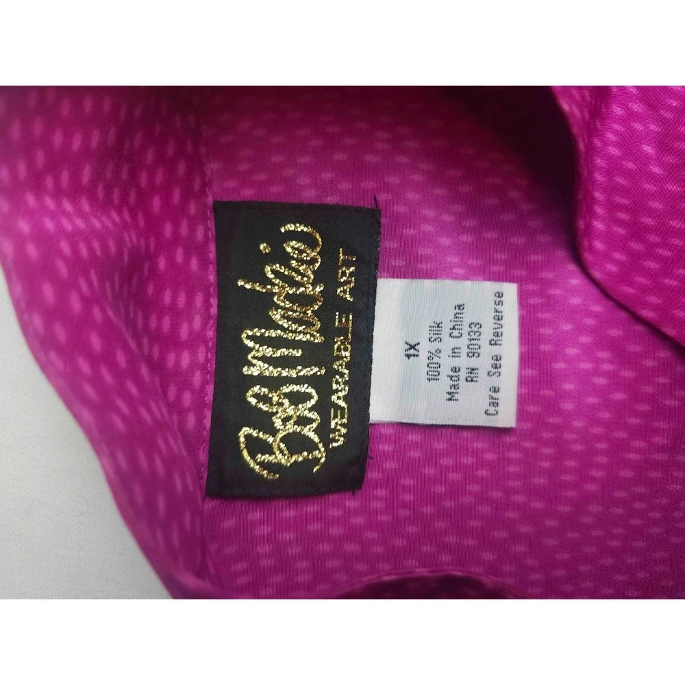 Bob Mackie Wearable Art Shirt Women Size 1X Pink Butterfly Silk Graphic Vintage